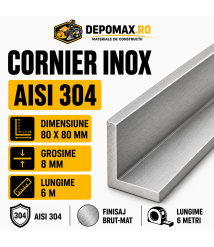 Cornier inox AISI 304, 80 x 80 x 8 mm, 6 metri